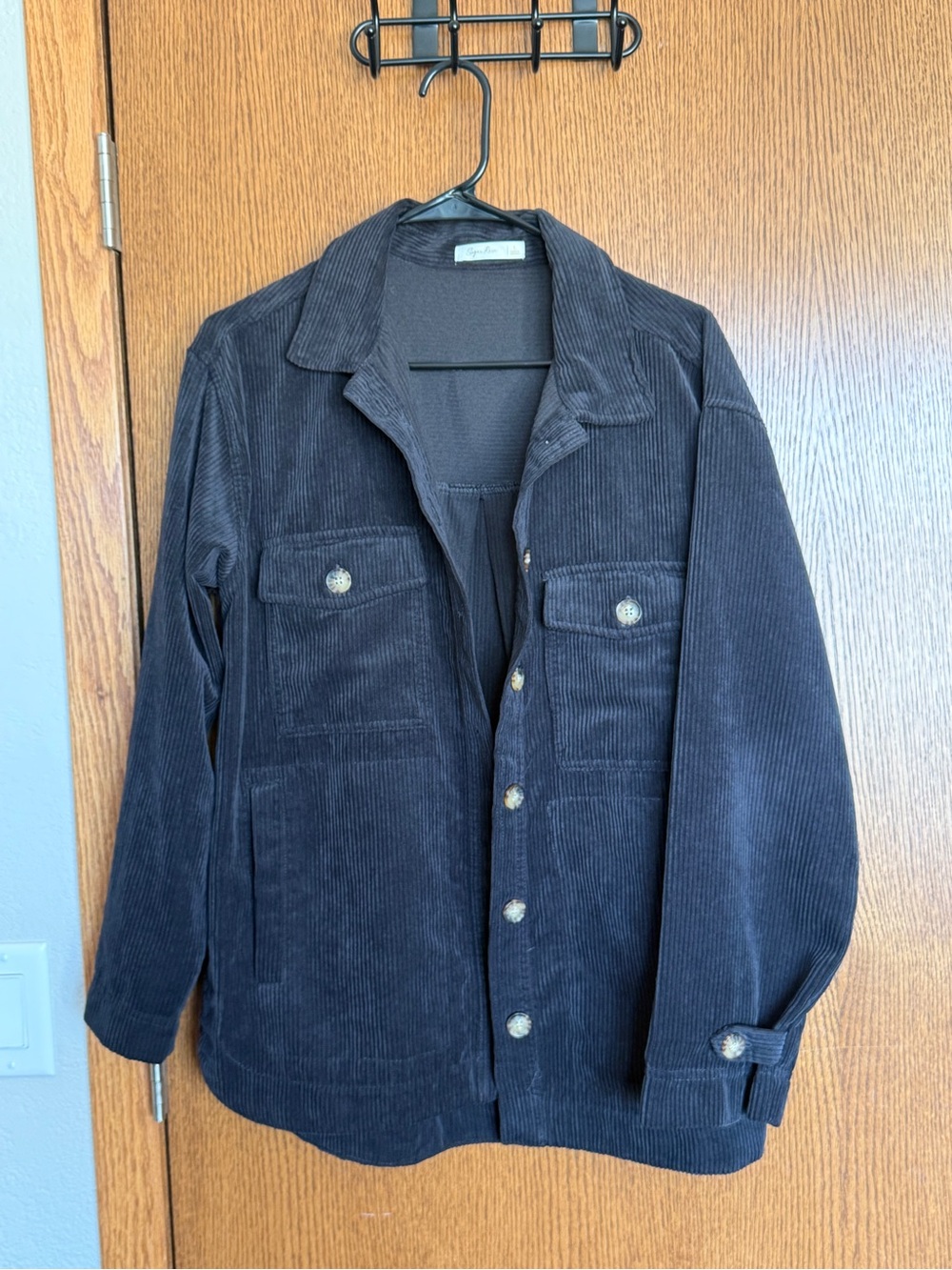 Corduroy Button-Up Jacket - Black